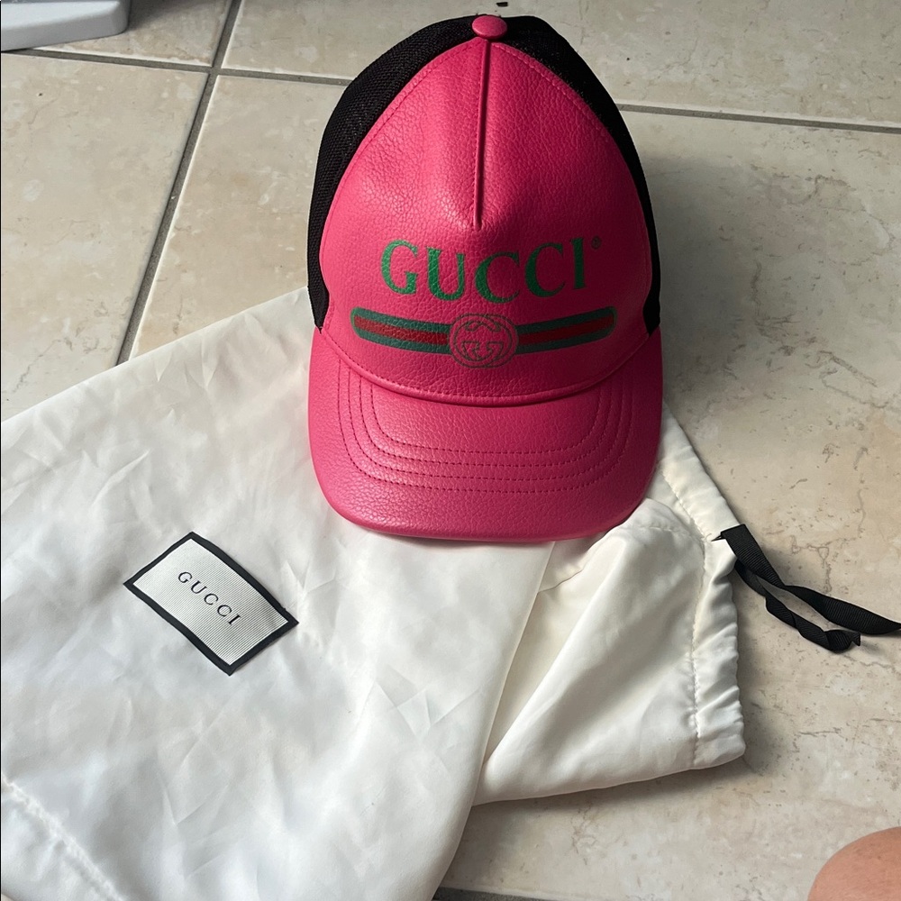 Gucci Fuchsia Leather Baseball Cap